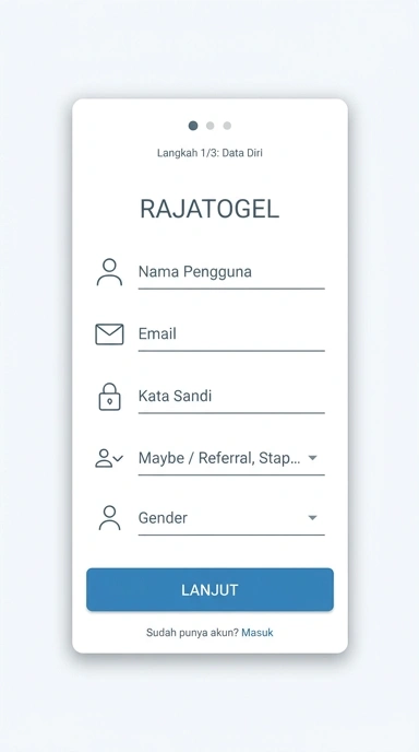 Tampilan halaman daftar rajatogel
